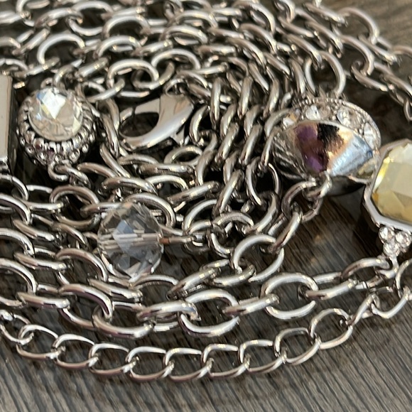 Chico’s Silver-tone Long Chain Station Necklace with Gems - Picture 12 of 14